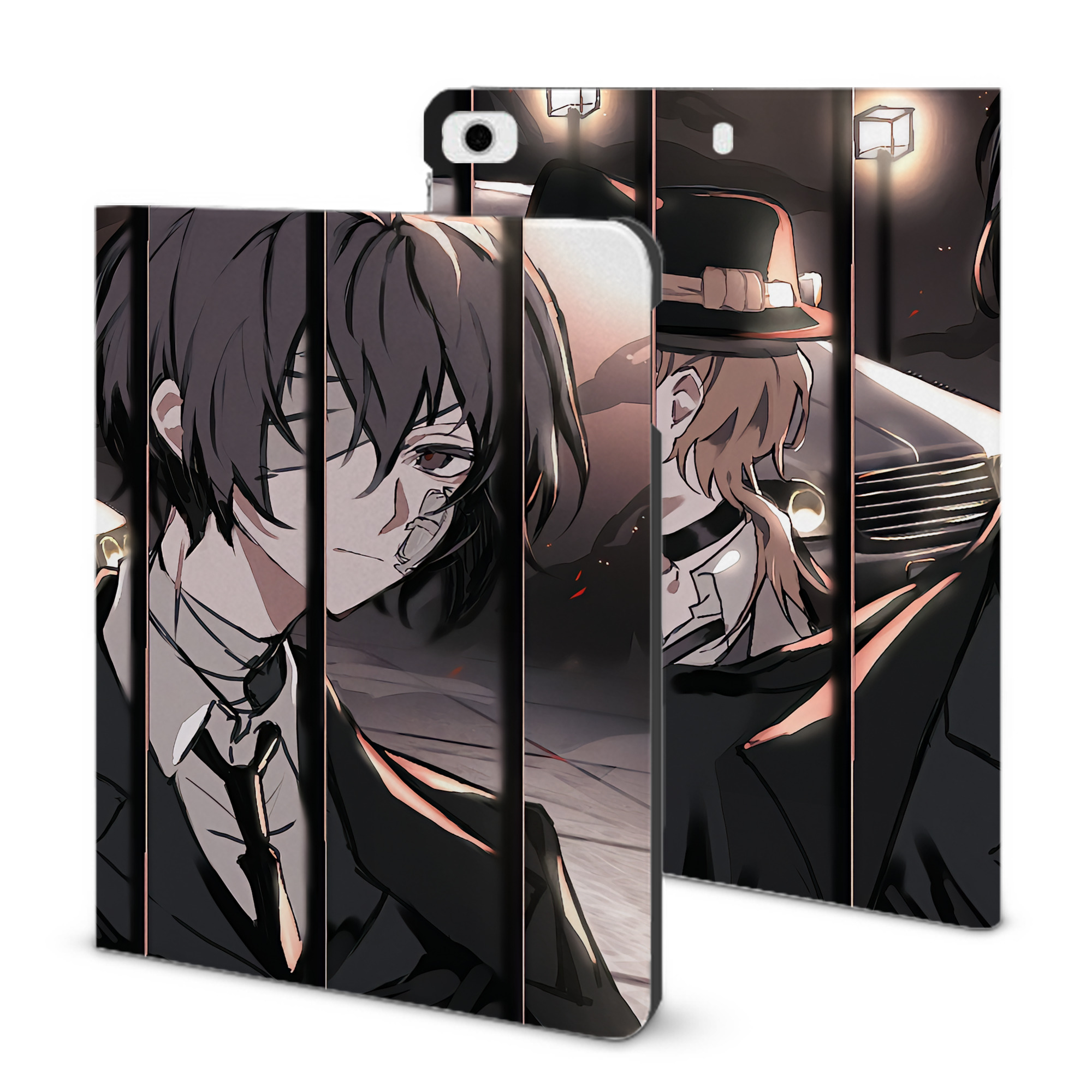 （画像用） 文豪ストレイドッグス Bungo Stray Dogs IPad ケース ブック型 PUレザー TPU 耐衝撃 軽量 薄型 ペン収納なし 全面保護 IPad 各モデル対応